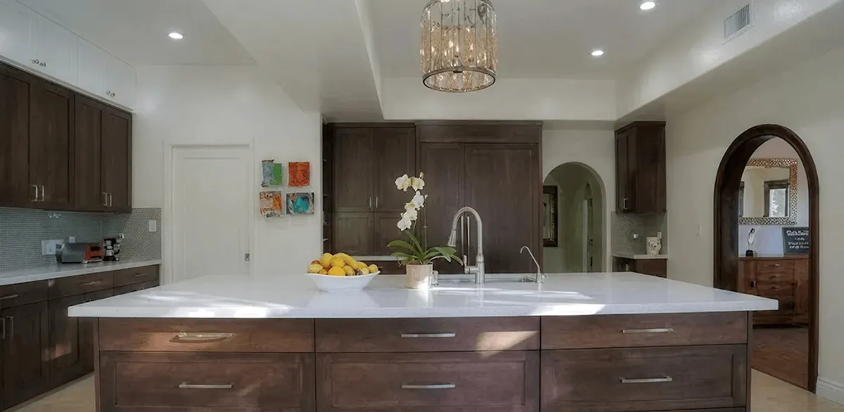 Cabinet refacing project with updated kitchen cabinets and island in Little Rock, AR
